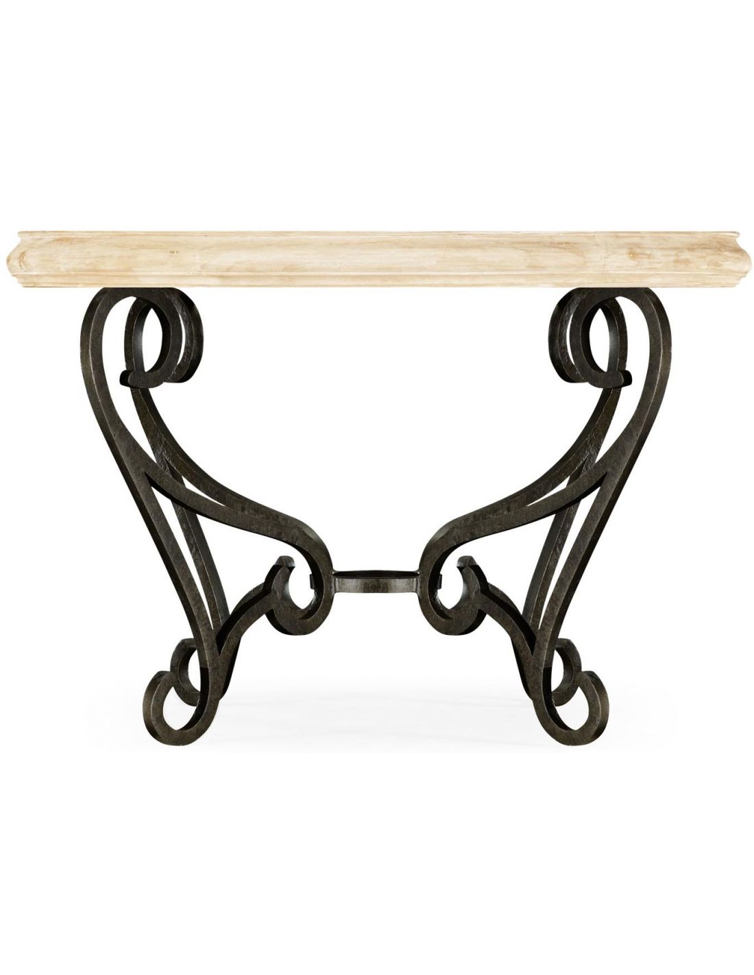 Wrought iron console table on sale with glass top