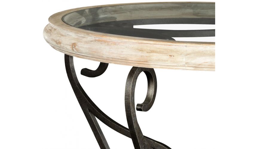 Coffee Tables Decorative glass top table with wrought iron base