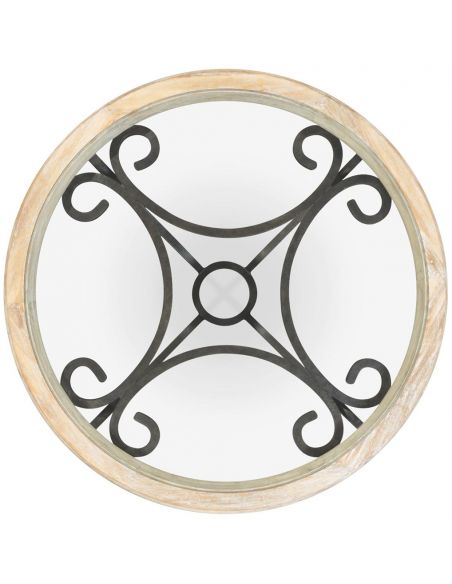Coffee Tables Decorative glass top table with wrought iron base