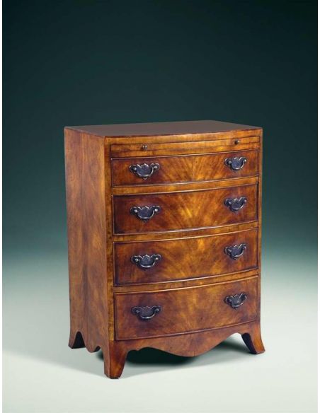 A Regency walnut & mahogany bowfront chest of drawers