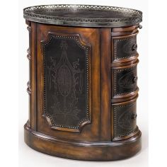 Round & Oval Side Tables Victorian walnut & brass engraved panel oval pedestal chest of drawers