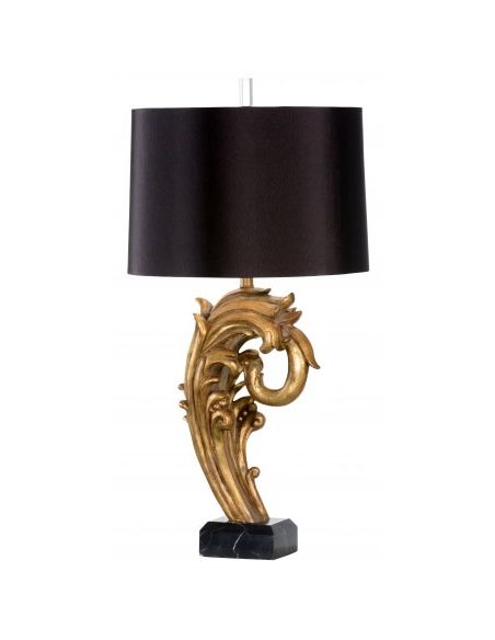 Gold Leaf Lamp With Black Marble Base