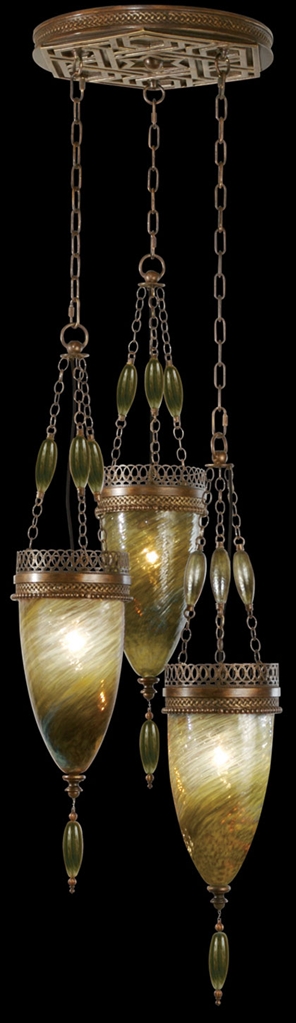 Lighting Pendant of meticulously crafted metalwork, Oasis Green color