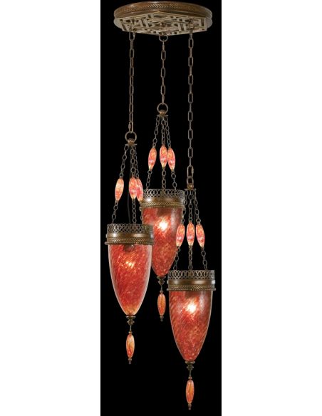 Pendant of meticulously crafted metalwork, vibrant Sunset Red color