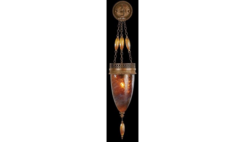 Lighting Sconce of meticulously crafted metalwork, vibrant Amber Dunes color