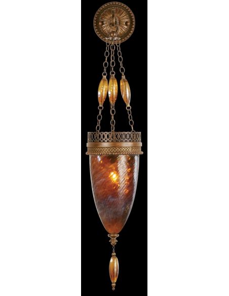 Sconce of meticulously crafted metalwork, vibrant Amber Dunes color