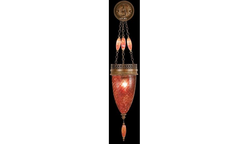 Lighting Sconce of meticulously crafted metalwork, vibrant Sunset Red color