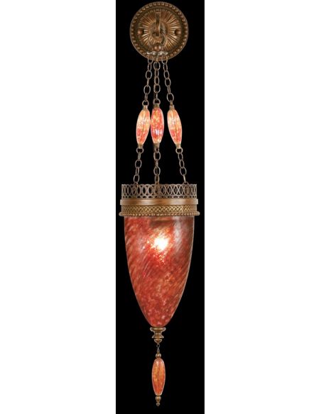 Sconce of meticulously crafted metalwork, vibrant Sunset Red color