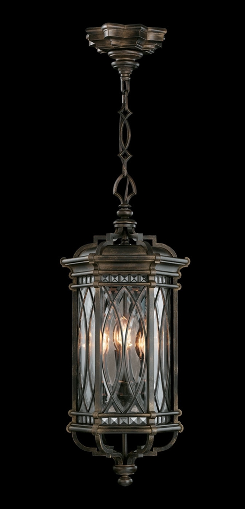 Lighting Large lantern of individually beveled, leaded glass panels