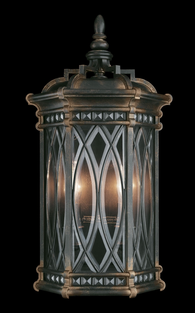 Lighting Large wall mount of individually beveled, leaded glass panels