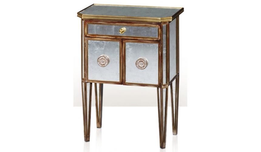 Square & Rectangular Side Tables An antiqued mirror bedside cabinet