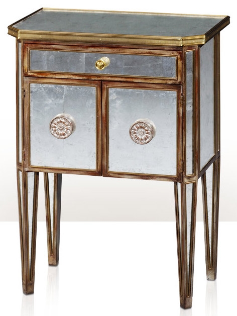 Square & Rectangular Side Tables An antiqued mirror bedside cabinet