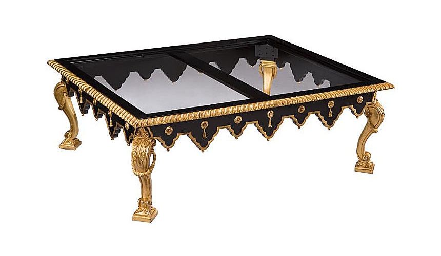 Coffee Tables 73-104 carved decoration Ebonized finish Cocktail Table