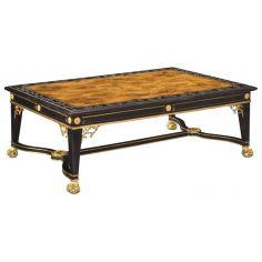 Coffee Tables 73-79 Oak burl veneer Ebonized rub thru finish Cocktail Table