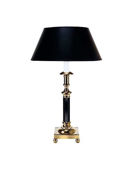 Faceted Column Table Lamp In Brass With Black Accents