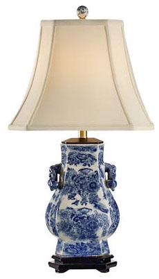 Decorative Accessories Blue White Floral Lamp