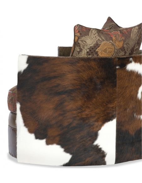 Luxury Leather & Upholstered Furniture Wrap Around Swivel with western accent