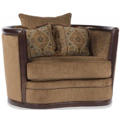 Luxury Leather & Upholstered Furniture Two Tone Brown Swivel Chair