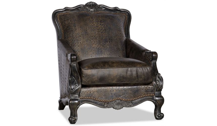 Luxury Leather & Upholstered Furniture Nail Head Arm Chair