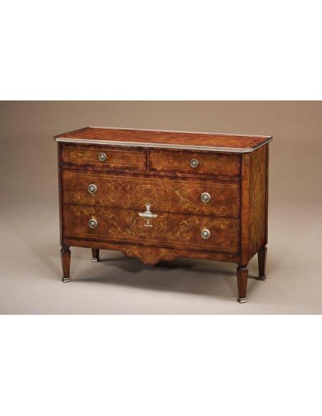 Italian Empire mother of pearl inlaid chest of drawers antique reproduction-furniture