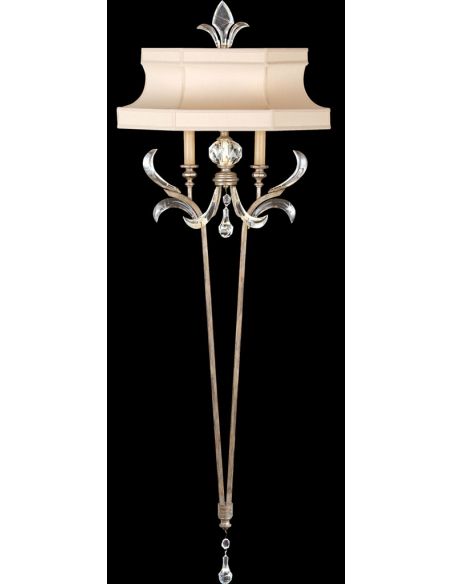 Hard-wired wall sconce in warm muted silver leaf finish
