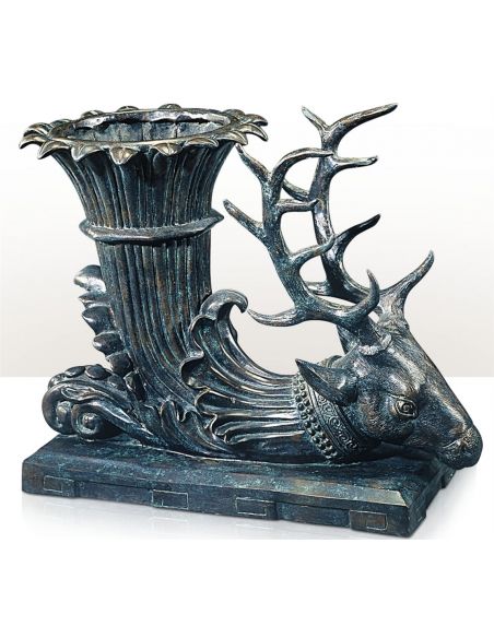 Decorative Accessories Bronze trophy stag head display planter.