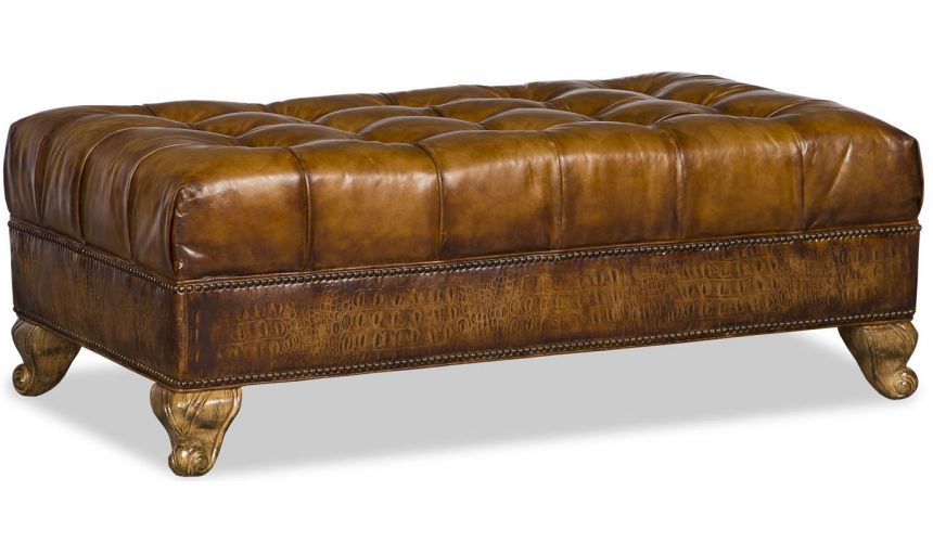 Luxury Leather & Upholstered Furniture Stylish Tufted Ottoman Sofa