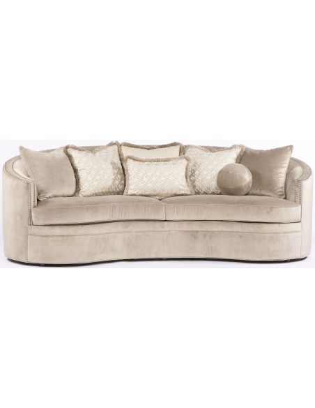 Modern Tan Rounded Sofa