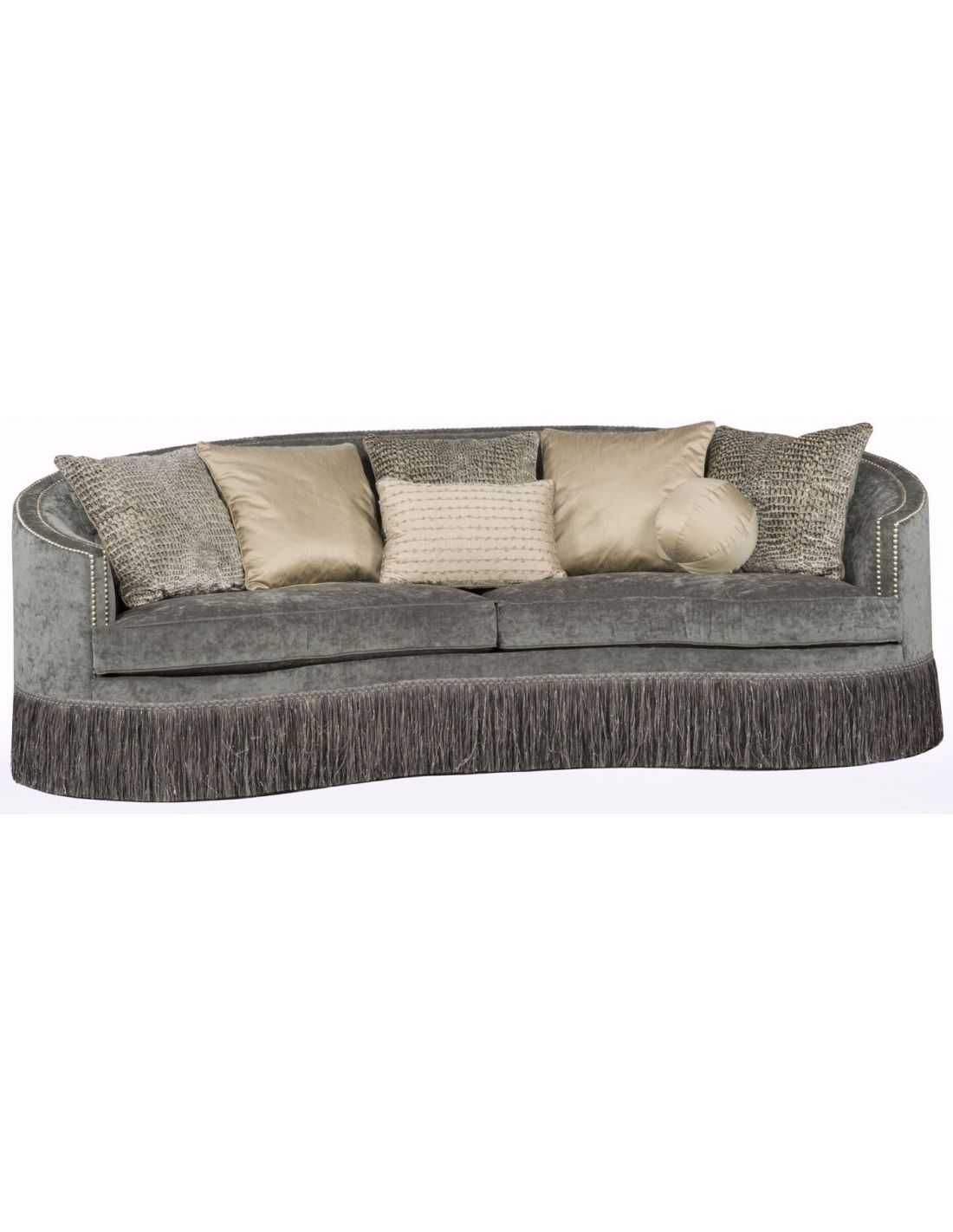 Lav en seng delvist Med venlig hilsen Gray Fringed Wrap Around Sofa