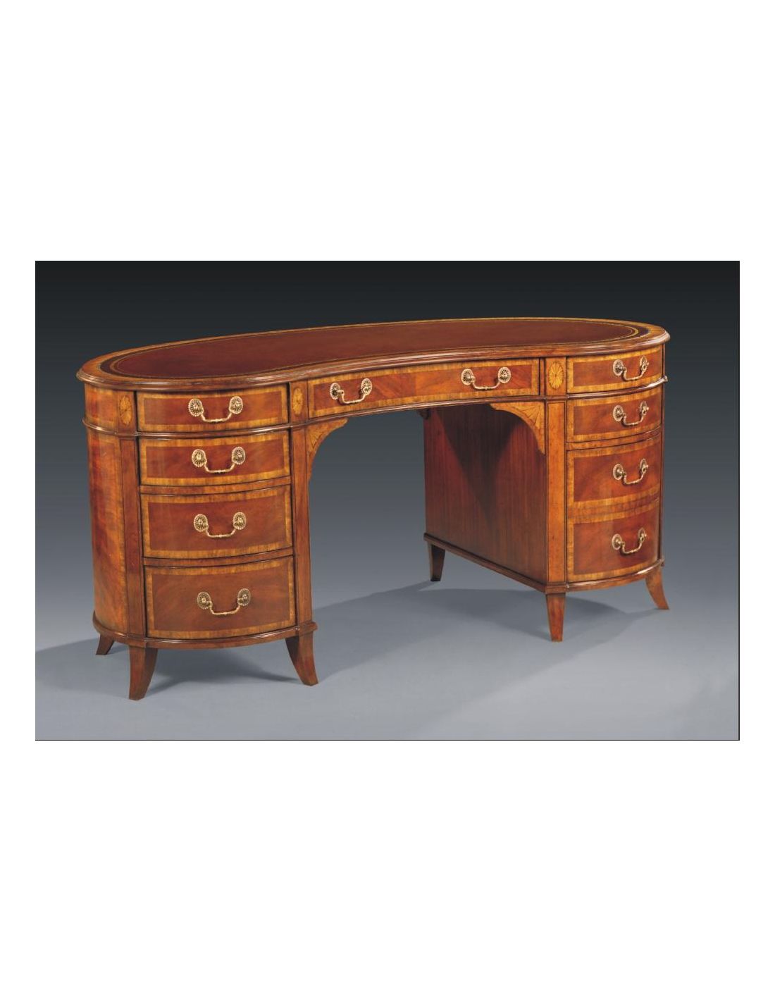 French Louis XIV Antique Mahogany & Satinwood Library or Office Desk