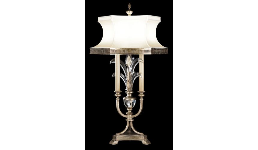 Lighting Table lamp of iron in a warm muted silver leaf finish