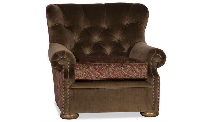 Luxury Leather & Upholstered Furniture Tufted Club Chair
