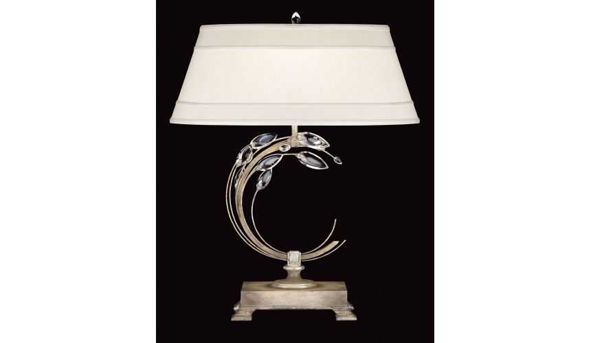 Lighting Right-side facing table lamp in antiqued warm silver leaf