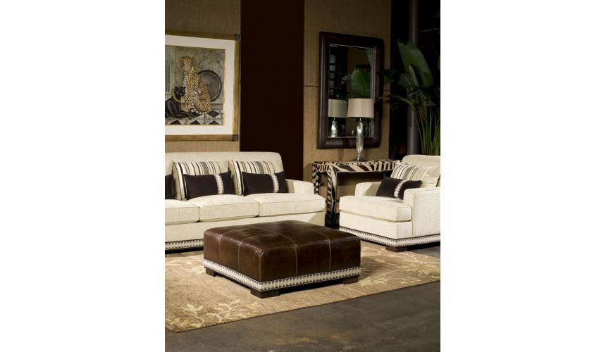 SOFA, COUCH & LOVESEAT Cream Sofa with Nailhead Trim