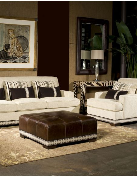 SOFA, COUCH & LOVESEAT Cream Sofa with Nailhead Trim