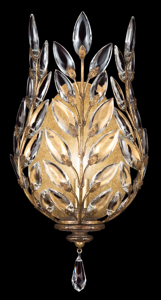 Lighting Coupe in gold leaf with stylized faceted crystal leaves