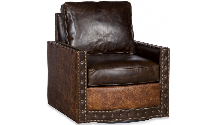 Luxury Leather & Upholstered Furniture Upholstered Nail Head Club Chair