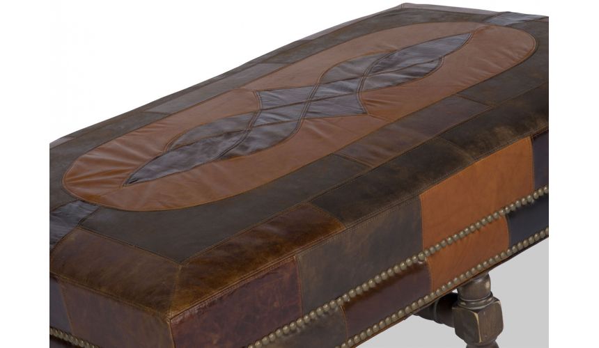 Luxury Leather & Upholstered Furniture Wooden Ottoman Sofa