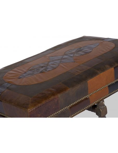 Luxury Leather & Upholstered Furniture Wooden Ottoman Sofa
