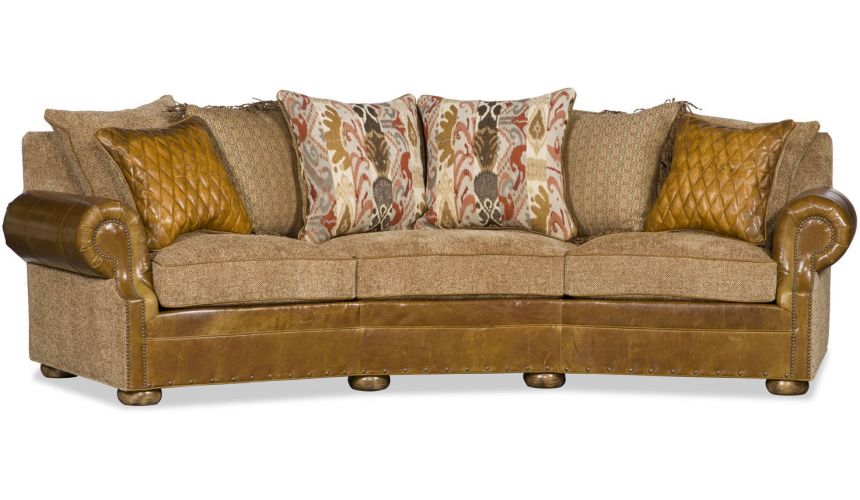 SOFA, COUCH & LOVESEAT Upholstered Curved Sofa with Nail Head Trims