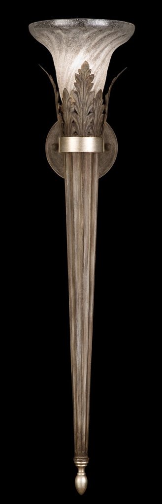 Lighting Sconce in hand painted driftwood finish with silver leafed accents