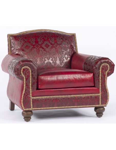 Red Leather Embossed Chair