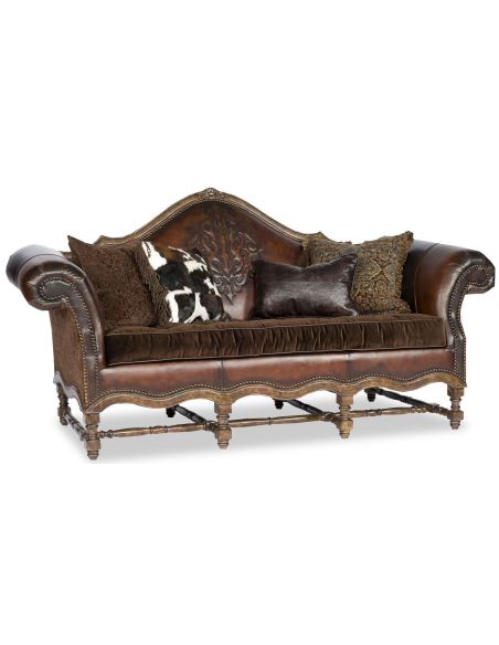 Western embossed Leather Sofa