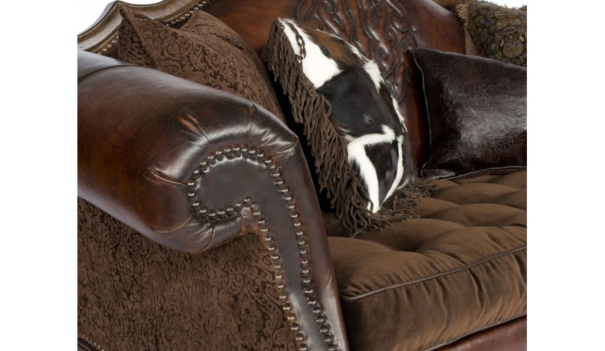 Western embossed Leather Sofa