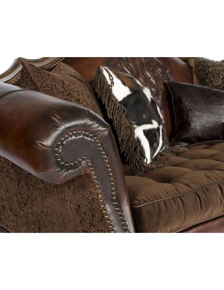 Western embossed Leather Sofa