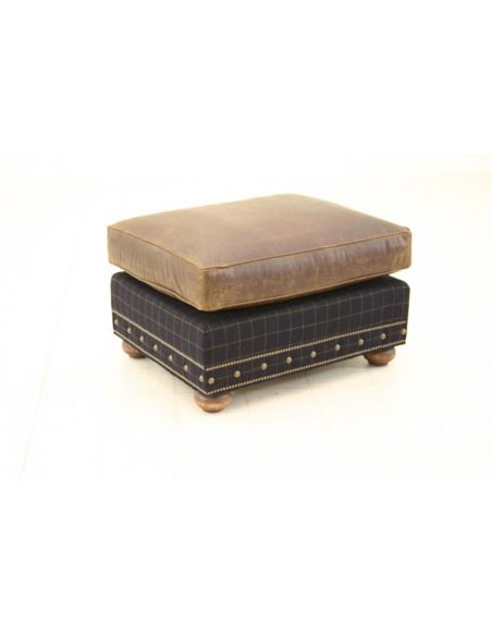 Western Leather Ottoman High End Furniture