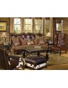 Luxury Leather & Upholstered Furniture Curved High Back Brown Leather Sofa