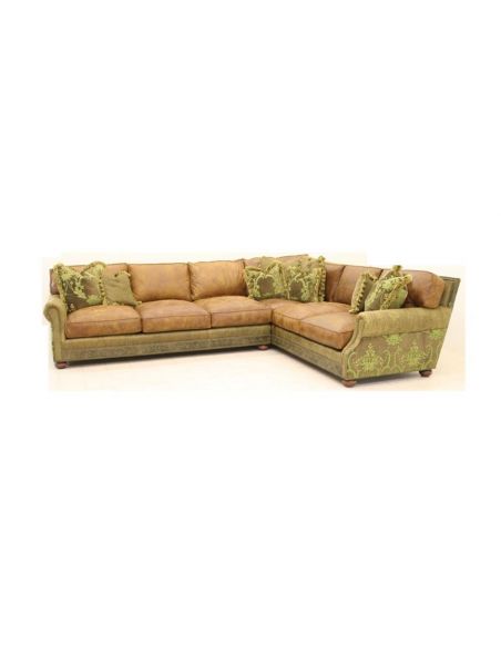 Caiman Spanish Moss Leather Sectional