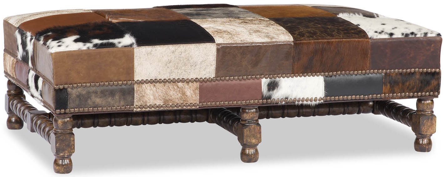 Luxury Leather & Upholstered Furniture Rectangular Animal Print Patchwork Ottoman