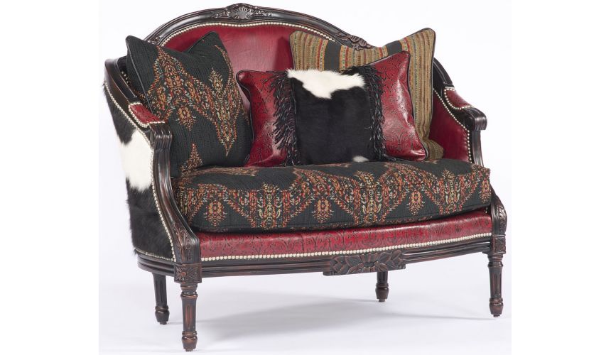 Western Furniture Animal Print, Leather and Upholstered Settee